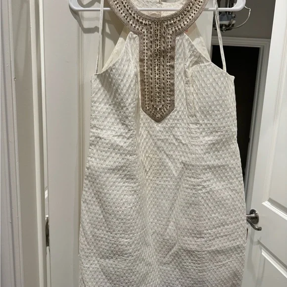 Lilly Pulitzer Dresses | Lilly Adelina Shift Dress in Resort White | Color: Gold/White | Size: 8 | Lorriekharris's Closet